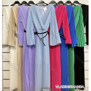 Women's Elegant Pleated Long Sleeve Dress (S/M ONE SIZE) ITALIAN FASHION IMPSH2310624