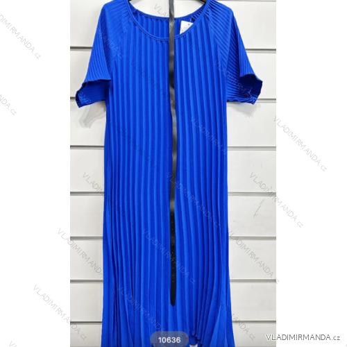 Women's Elegant Pleated Belt Short Sleeve Dress (S/M ONE SIZE) ITALIAN FASHION IMPSH2310636