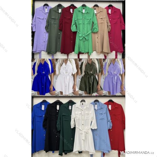 Šaty košeľové dlhý rukáv dámske (S/M ONE SIZE) TALIANSKA MÓDA IMWB23122
