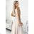 299-6 CHIARA elegantes Maxikleid mit Trägern - beige