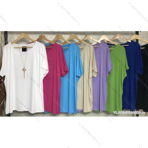 Tunika s přívěskem krátký rukáv dámské (S/M ONE SIZE) ITALSKÁ MÓDA IMPGM237980