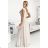 411-4 CRYSTAL long shimmering dress with a neckline - beige