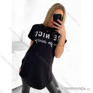 Tričko tunika prodloužená krátký rukáv dámská Be Nice (S/M/L ONE SIZE) ITALSKá MóDA IMD22434