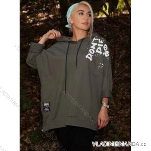 Mikina s kapucí dlouhý rukáv dámská (2XL/3XL ONE SIZE) ITALSKÁ MÓDA IMD22711/DU