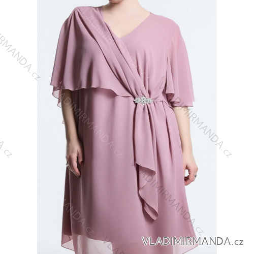 Women's Elegant Party Plus Size Short Sleeve Dress (2XL/3XL ONE SIZE) ITALIAN FASHION IMPSH2370013