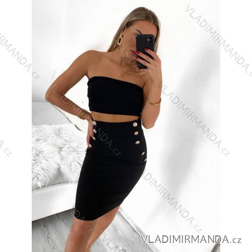 Sukně pouzdrová dámská (S-XL) ITALSKÁ MÓDA IMPGM2321026/DU S Černá