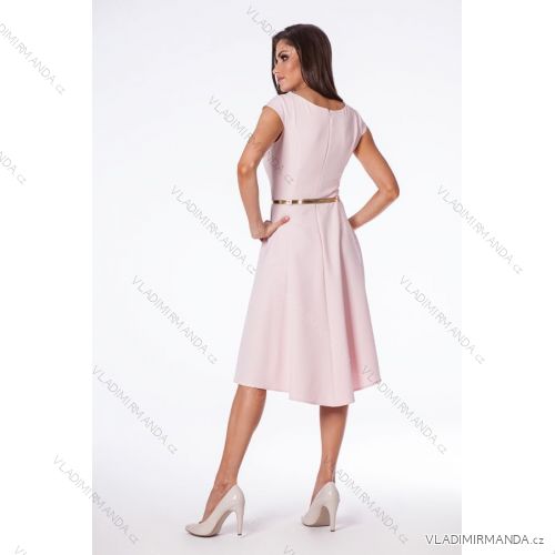 Šaty společenské krátký rukáv dámské (36-56) POLSKÁ MÓDA PMLMR23SIMONA light pink 36