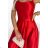 419-1 PERLA satin long dress with a neckline on the back - red