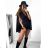 Women's Elegant Belt Long Sleeve Dress (S/M ONE SIZE) ITALIAN FASHION IMM23UN6139 S/M black