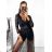 Women's Long Sleeve Lace Bodysuit (S/M ONE SIZE) ITALIAN FASHION IMPGM232597