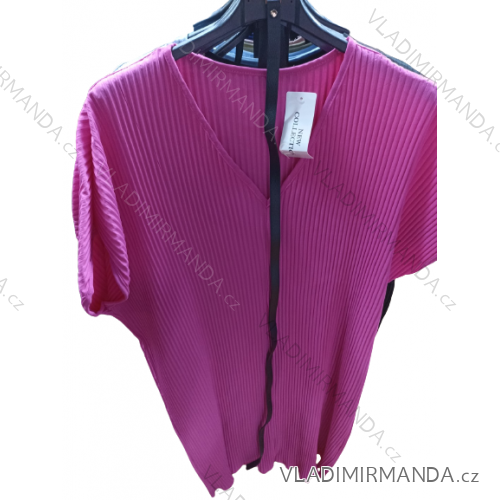 Šaty s páskem krátký rukáv dámské nadrozměr (XL/2XL ONE SIZE) ITALSKÁ MÓDA IMBM23019