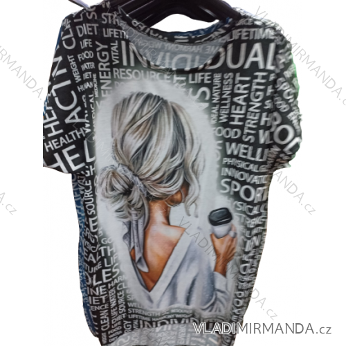 Šaty volnočasové krátký rukáv dámské nadrozměr (XL/2XL ONE SIZE) ITALSKÁ MÓDA IMBM23038