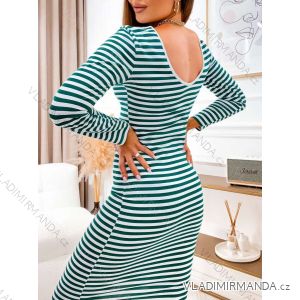 Šaty sportovní dlouhý rukáv dámské proužek (S/M ONE SIZE) ITALSKÁ MÓDA IMWGB23695