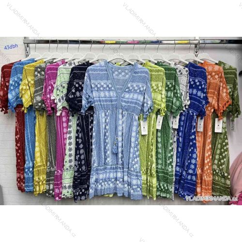 Women's Short Sleeve Bow Tie Dress (S/M ONE SIZE) ITALIAN FASHION IMWD23137