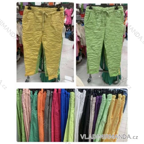 Kalhoty dlouhé strečové muchlané dámské (S/M ONE SIZE) ITALSKÁ MÓDA IMWD23805