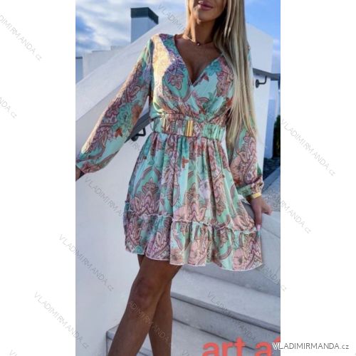 Šaty letní dlouhý rukáv dámské (S/M ONE SIZE) ITALSKÁ MÓDA IMWGS23810