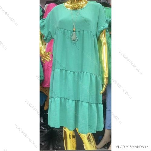 Women's Summer Dress with Pendant Short Sleeve (S/M ONE SIZE) ITALIAN FASHION IMWA23911