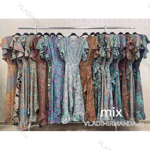 Women's Long Chiffon Short Sleeve Dress (S/M ONE SIZE) ITALIAN FASHION IMWGM23456