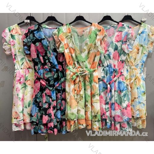 Šaty letní krátký rukáv dámské (S/M ONE SIZE) ITALSKÁ MÓDA IMWM23879