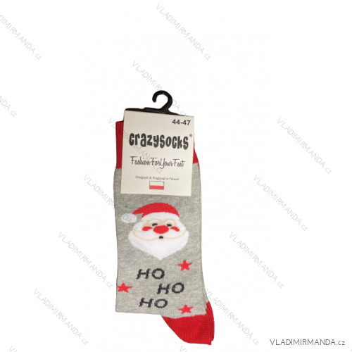 Ponožky vánoční veselé sob Rudy Santa Claus slabé pánské CRAZY SOCKS (40-43,44-47) POLSKÁ MÓDA DPP20065 šedá 40-43