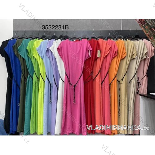 Langes Sommer-Kurzarmkleid für Damen (S / M ONE SIZE) ITALIAN FASHION IMWB22026