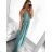 Long summer satin dress with straps women with belt (UNI S / M) ITALIAN FASHION IMM22INFINITE