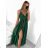 Long summer satin dress with straps women with belt (UNI S / M) ITALIAN FASHION IMM22INFINITE
