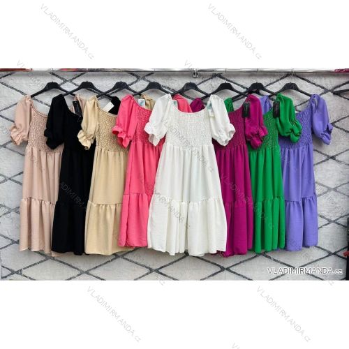 Women's Long Chiffon Short Sleeve Dress (S/M ONE SIZE) ITALIAN FASHION IMWGM23456