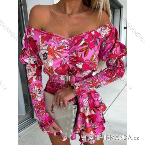 Šaty letní carmen dlouhý rukáv dámské (S/M ONE SIZE) ITALSKÁ MÓDA IMWKK231091