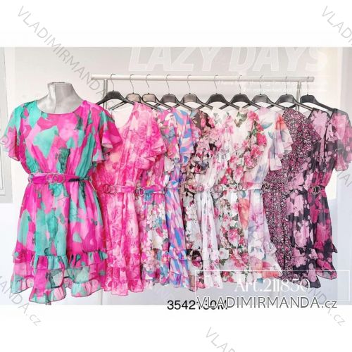 Women's Summer Chiffon Short Sleeve Dress (S/M ONE SIZE) ITALIAN FASHION IMWP231108