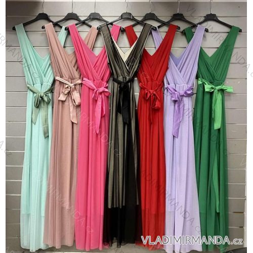Women's Long Chiffon Short Sleeve Dress (S/M ONE SIZE) ITALIAN FASHION IMWGM23456