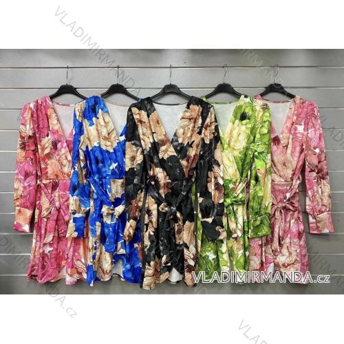 Šaty letní elegantní dlouhý rukáv dámské (S/M ONE SIZE) ITALSKÁ MÓDA IMWGS231130