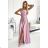 419-3 PERLA satin long dress with a neckline on the back - dirty pink