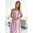 419-3 PERLA satin long dress with a neckline on the back - dirty pink