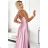 419-3 PERLA satin long dress with a neckline on the back - dirty pink