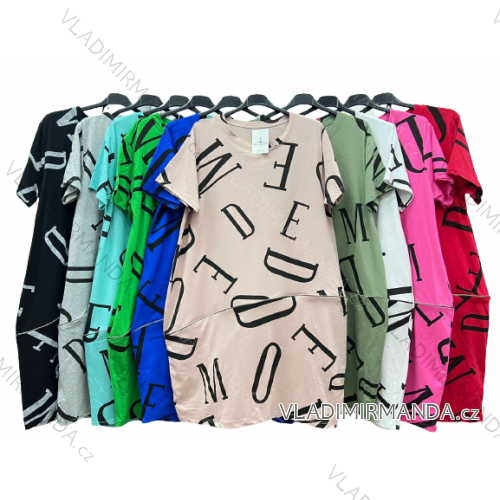 Šaty volnočasové krátký rukáv dámské nadrozměr (2XL/3XL/4XL ONE SIZE) ITALSKá MóDA IM423071