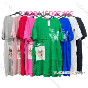 Šaty volnočasové krátký rukáv dámské nadrozměr (2XL/3XL ONE SIZE) ITALSKá MóDA IM423083