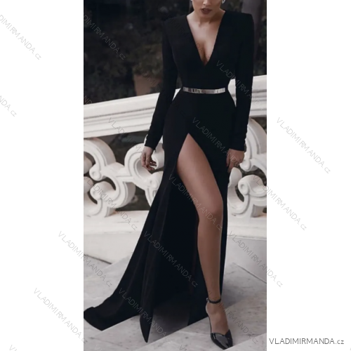 Women's Long Elegant Long Sleeve Dress (S/M ONE SIZE) ITALIAN FASHION IMPCF2326635