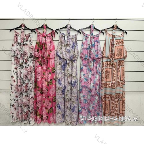 Šaty dlouhé letní bez rukávu dámské (S/M ONE SIZE) ITALSKÁ MÓDA IMWY231181