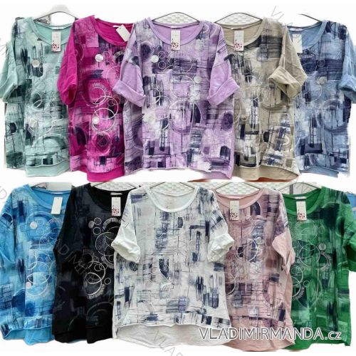 Tunika krátký rukáv dámská nadrozměr (XL/2XL ONE SIZE) ITALSKÁ MÓDA IMWC231238