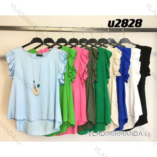 Tričko s přívěškem a volánky dámské (S/M ONE SIZE) ITALSKÁ MÓDA IMM23M2828