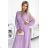414-6 KLARA pleated dress with a belt and a neckline - lilac color