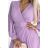 414-6 KLARA pleated dress with a belt and a neckline - lilac color
