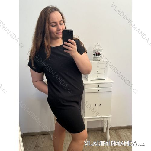 Šaty oversize krátký rukáv dámské nadrozměr (/L/XL/2XL ONE SIZE) ITALSKá MóDA IMC23081/DURčerná
