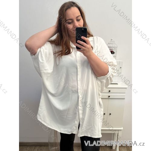 Košile prodloužená oversize s páskem dlouhý rukáv dámské (M/L/XL/2XL/3XL/4XL/5XL ONE SIZE) ITALSKÁ MÓDA IMM23M20799