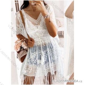 Langes Chiffon-Kurzarmkleid für Damen (S/M ONE SIZE) ITALIAN FASHION IMWGM23456
