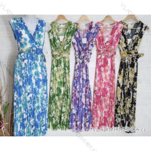 Šaty dlouhé elegantní skládané bez rukávu dámské (S/M ONE SIZE) ITALSKÁ MÓDA IMPGM2323262