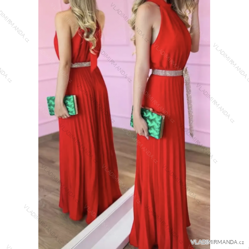 Overal dlouhý elegantní skládaný bez rukávu dámské (S/M ONE SIZE) ITALSKÁ MÓDA IMPGM2323232