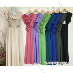 Šaty dlouhé elegantní s páskem bez rukávu dámské (S/M ONE SIZE) ITALSKÁ MÓDA IMPGM2330998