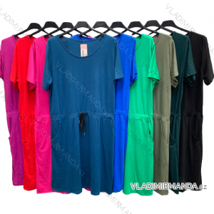Šaty se zavazováním krátký rukáv dámské nadrozměr (L/XL/2XL ONE SIZE) ITALSKá MóDA IMC23229